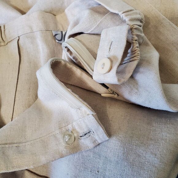 Dressbarn Pants Womens Size 8 Tan Linen Blend Tapered Stitch Hem Elastic Waist - Picture 10 of 10